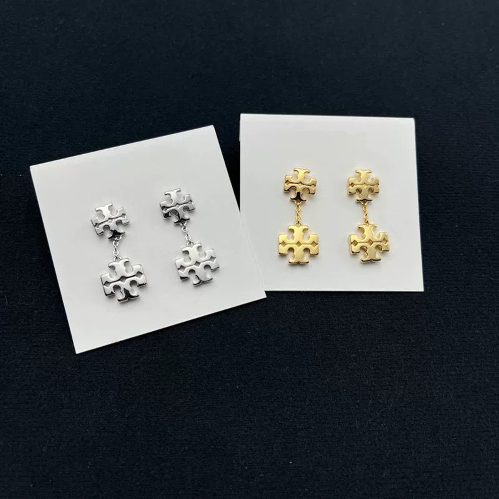 Tory Burch Cold Style Double Letter Earrings